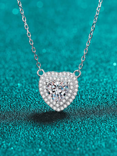 925 Sterling Silver Moissanite Heart Dainty Necklace