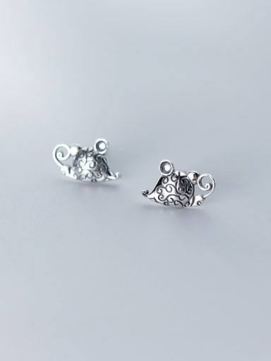 925 Sterling Silver Mouse Vintage Stud Earring