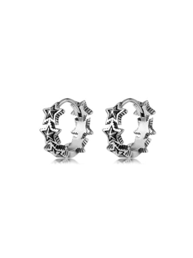 925 Sterling Silver Star Vintage Huggie Earring