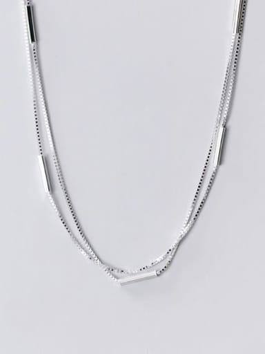 925 Sterling Silver Geometric Minimalist Multi Strand  Chain Necklace