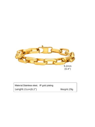 Gold Titanium Steel Geometric Chain Hip Hop Link Bracelet