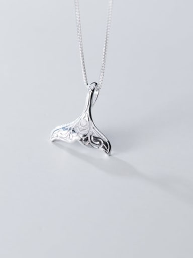 925 Sterling Silver Simple Cute Fish tail pendant Necklace