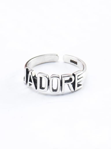 925 Sterling Silver Hollow Letter Vintage Band Ring