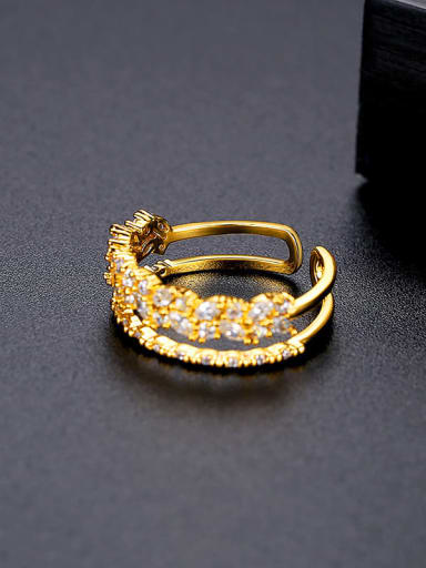 R21051308 18K gold Brass Rhinestone Geometric Minimalist Stackable Ring