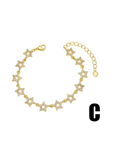 C Brass Cubic Zirconia Star Vintage Bracelet