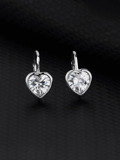 925 Sterling Silver Cubic Zirconia Heart Minimalist Huggie Earring