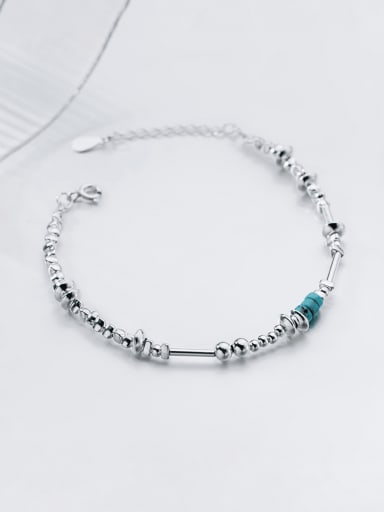 925 Sterling Silver Turquoise Geometric Vintage Beaded Bracelet
