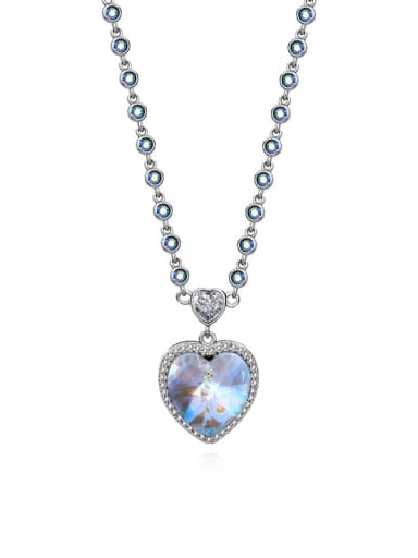 JYXZ 114 (gradient white) 925 Sterling Silver Austrian Crystal Heart Classic Necklace