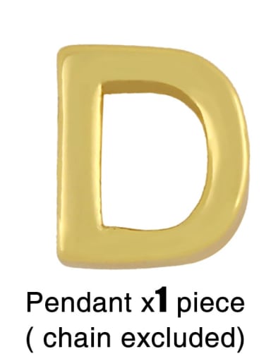 D (without chain) Brass Smooth Minimalist Letter Pendant