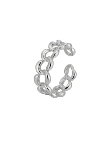 White gold hollow woven twisted ring 925 Sterling Silver Geometric Chain Vintage Band Ring
