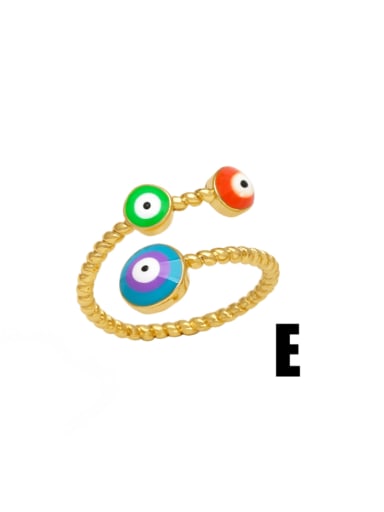 E Brass Enamel Evil Eye Cute Stackable Ring