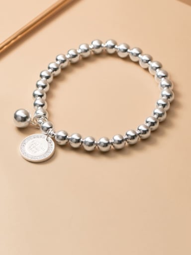 925 Sterling Silver Round Minimalist Beaded Bracelet