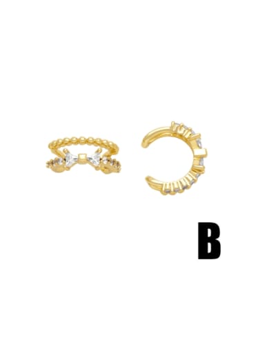 B Brass Geometric Minimalist Clip Earring