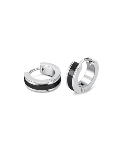 Black between GE898 steel earrings Stainless steel Round Minimalist Huggie Earring