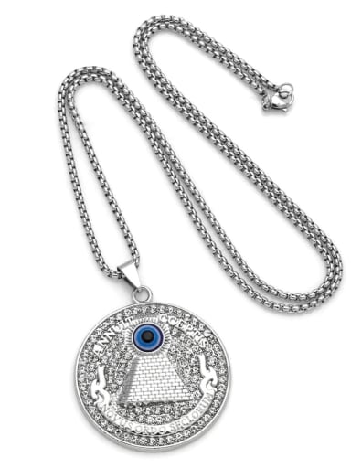 Stainless steel Chain Alloy Pendant  Cubic Zirconia Evil Eye Hip Hop Necklace