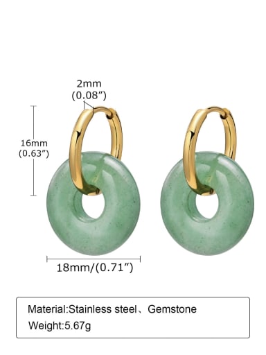 Stainless steel Natural Stone Geometric Minimalist Huggie Earring