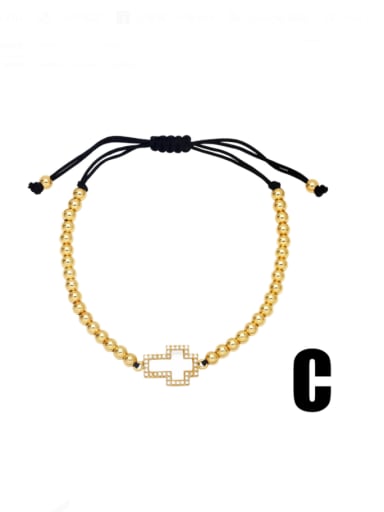 C Brass Cubic Zirconia Cross Hip Hop Adjustable Bracelet
