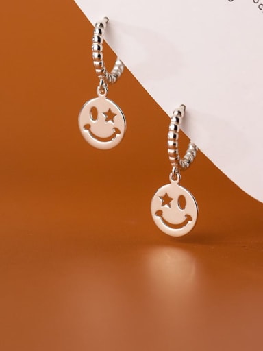 925 Sterling Silver Smiley Cute Huggie Earring
