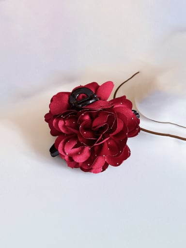 Red 12.7cm Fabric Trend Flower Alloy Resin Multi Color Jaw Hair Claw