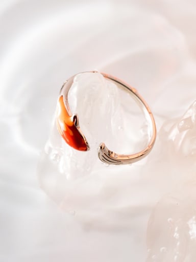 925 Sterling Silver Enamel Fish Cute Band Ring