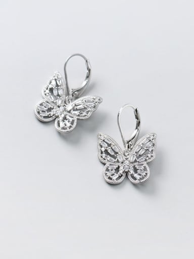 925 Sterling Silver Cubic Zirconia Butterfly Dainty Huggie Earring