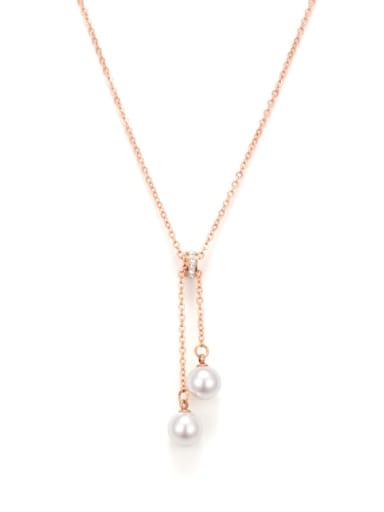 Titanium Imitation Pearl Tassel Minimalist Necklace