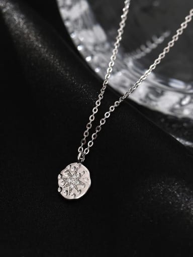 NS1016 platinum 925 Sterling Silver Cubic Zirconia Geometric Minimalist Necklace