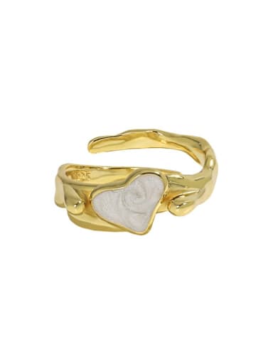 18K gold [No. 14 adjustable] 925 Sterling Silver Shell Heart Minimalist Band Ring
