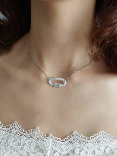 925 Sterling Silver Cubic Zirconia Locket Trend Choker Necklace