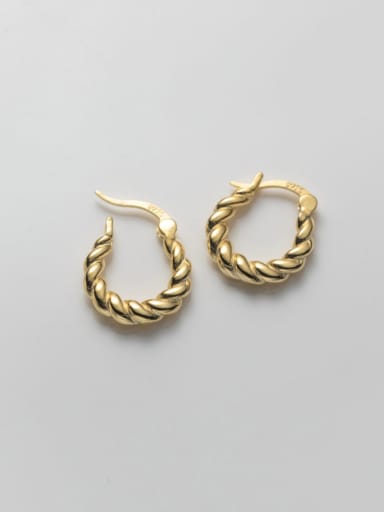Gold 925 Sterling Silver Twist   Geometric Minimalist Huggie Earring