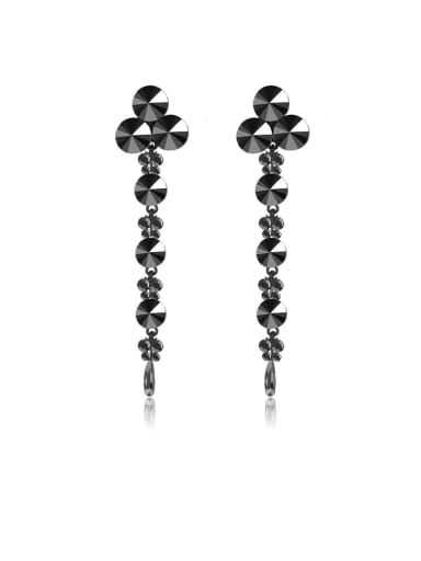 Fashion Metal Rhinestone Black Water Drop Vintage Chandelier Earring