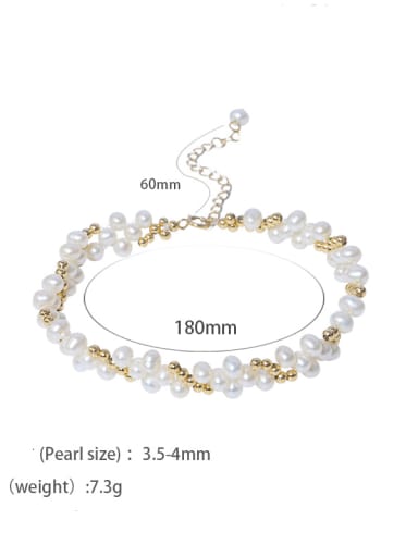 Brass Freshwater Pearl Flower Vintage Beaded Bracelet