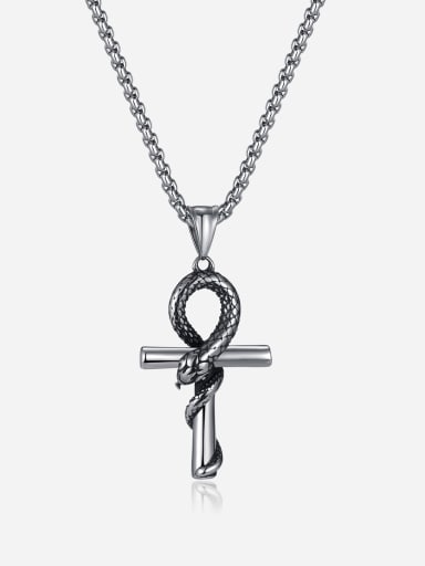 Titanium Steel Cross Hip Hop Regligious Necklace