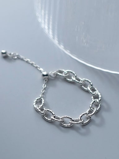 925 Sterling Silver Hollow Geometric  Chain Minimalist Band Ring