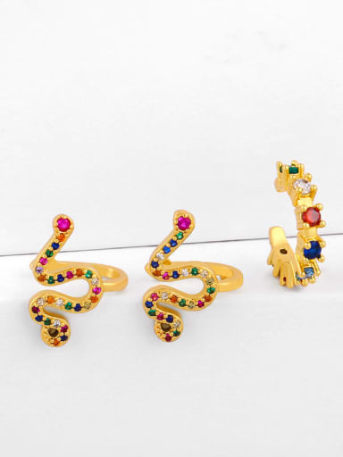 Brass Cubic Zirconia Rainbow Vintage Clip Earring