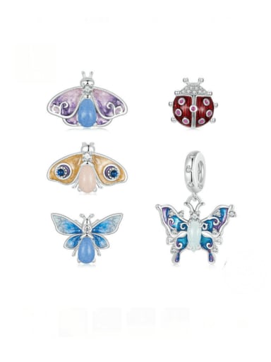 925 Sterling Silver Enamel Cute Butterfly Pendant