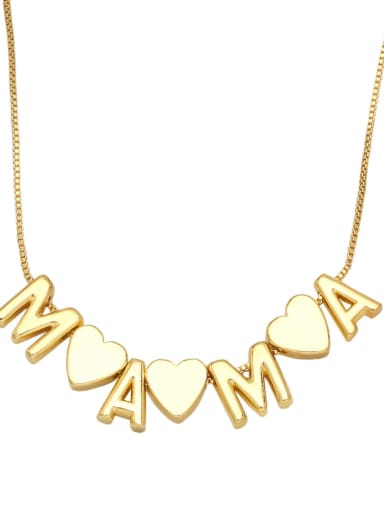 Brass Letter Minimalist  Heart Pendant Necklace
