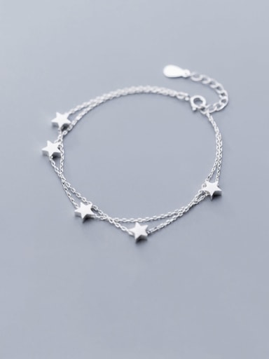 925 Sterling Silver Minimalist  Five-pointed star Strand Bracelet