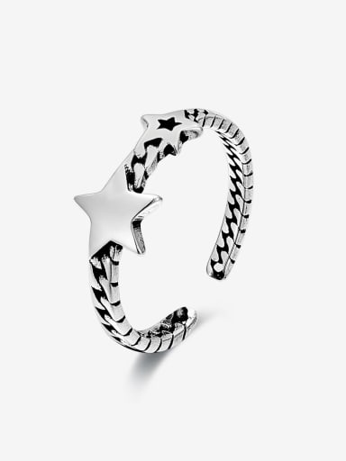 925 Sterling Silver Pentagram Vintage Band Ring
