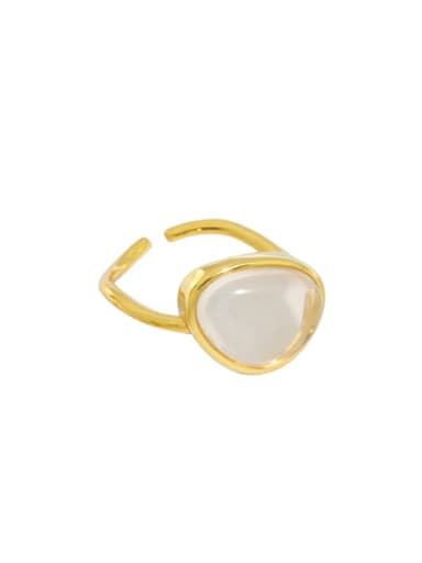 Gold [crystal] 925 Sterling Silver Cats Eye Geometric Minimalist Band Ring