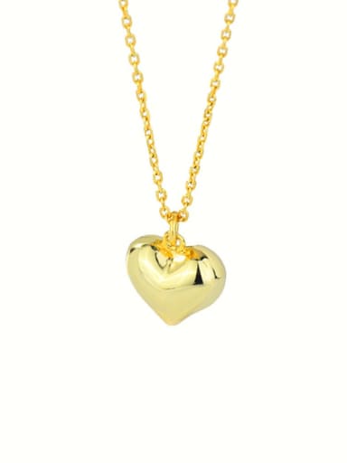 18K gold 925 Sterling Silver Smooth Heart Minimalist Pendant Necklace