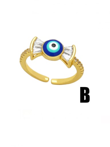 B Brass Enamel Evil Eye Vintage Band Ring