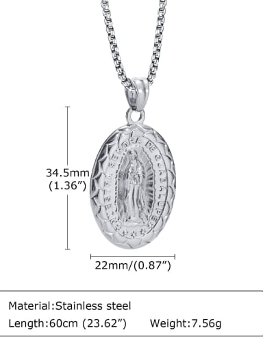 Steel pendant with chain 60CM Stainless steel Geometric Hip Hop  Madonna Oval Pendant Necklace