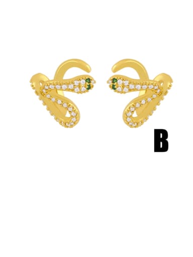 Brass Cubic Zirconia Geometric Minimalist Stud Earring