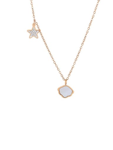 Rose Gold Titanium Steel Shell Star Dainty Lariat Necklace