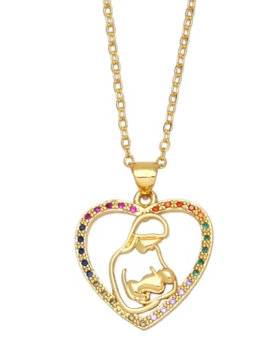 D Brass Cubic Zirconia Heart Vintage Necklace
