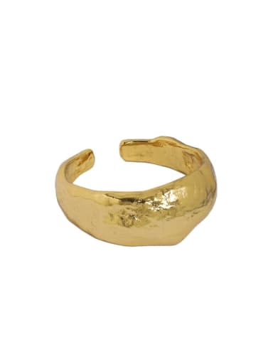 18K gold [13 adjustable] 925 Sterling Silver Smooth Irregular Vintage Band Ring