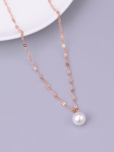 Titanium Imitation Pearl White Round Minimalist Choker Necklace