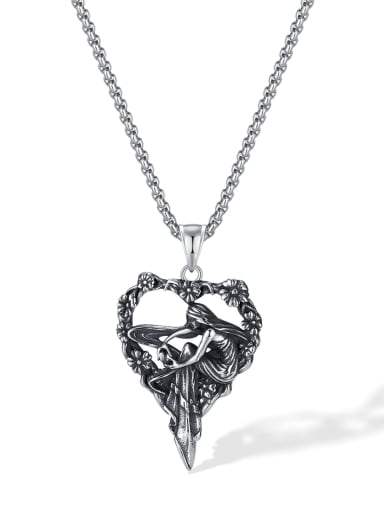 GX2462 pendant with chain 4mm*70cm Stainless steel Heart Hip Hop Necklace