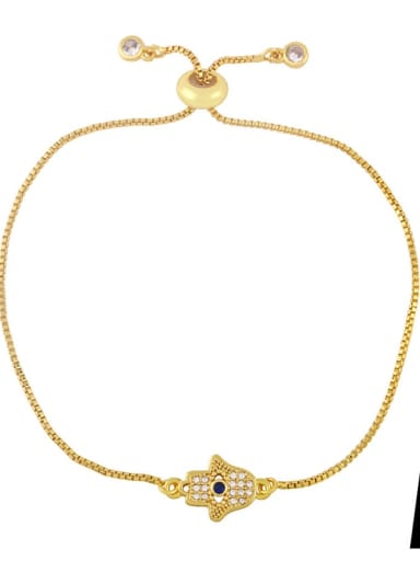 Brass Cubic Zirconia Crown Vintage Adjustable Bracelet
